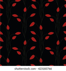 The linear pattern of leaves, plant, seamless vector background.
