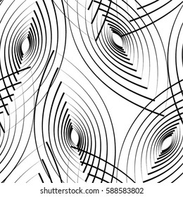 Linear pattern, leaves, seamless vector background.