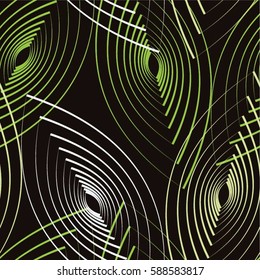 Linear pattern, leaves, seamless vector background.