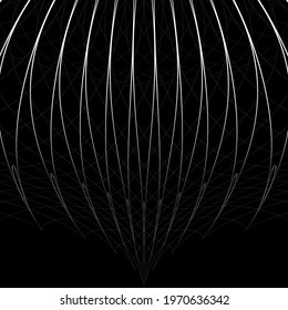 linear pattern of light stripes and lines on a dark background. graphic design. abstraction. shapes from the grid, wave, geometry. transparent