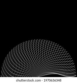 linear pattern of light stripes and lines on a dark background. graphic design. abstraction. shapes from the grid, wave, geometry. transparent