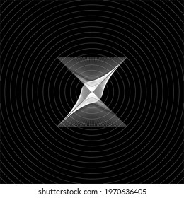 linear pattern of light stripes and lines on a dark background. graphic design. abstraction. shapes from the grid, wave, geometry. transparent
