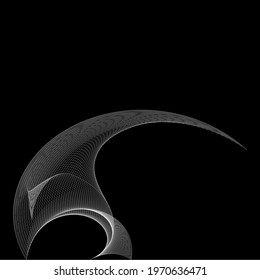 linear pattern of light stripes and lines on a dark background. graphic design. abstraction. shapes from the grid, wave, geometry. transparent