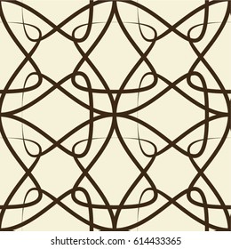 Linear pattern, mesh, curl, seamless vector background.