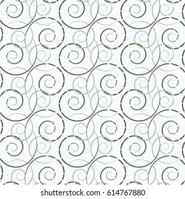 Linear pattern, mesh, curl, seamless vector background.