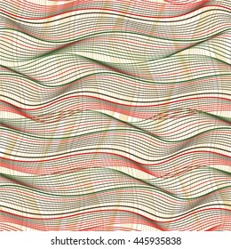 Linear pattern mesh, curve, seamless vector background.