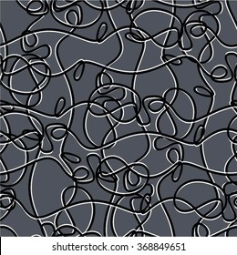 Linear pattern mesh, loop, curve, seamless vector background.