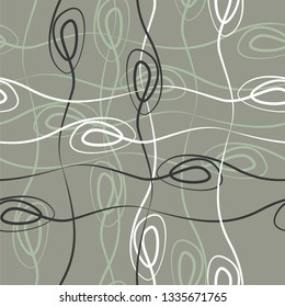 Linear pattern mesh, spiral, revolution, simple, seamless vector background.