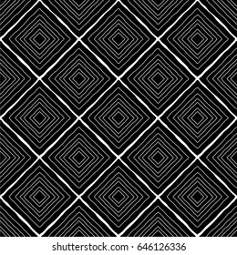 Linear pattern mesh, tile, curve, square, diamond, seamless vector background.