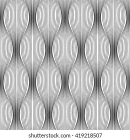 Linear pattern mesh, wavy seamless vector background.