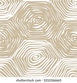 Linear pattern mosaic, spiral, hexahedron, doodle, seamless vector background.