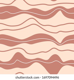  Patrón lineal. Colores desnudos y tonos pastel. Patrón sin problemas. Pintura de línea. Impresión para postales, carteles, banners, scrapbooking. Textura de rayas. Fondo ondulado.