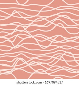 Linear pattern. Nude colors and pastel shades. Seamless pattern. Line art. Print for postcards, posters, banners, scrapbooking. Stripe texture. Wavy background.