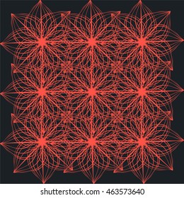 Linear pattern with red flowers