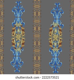 Linear pattern. Repeated doodles. Royal style. Seamless ornament. Vector. In vintage style. Geometric pattern. Vector. Sketch, scribble, doodle on gray, blue and brown colors. Lace pattern.