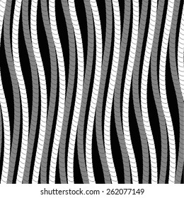 The linear pattern of vertical curves, seamless vector background.