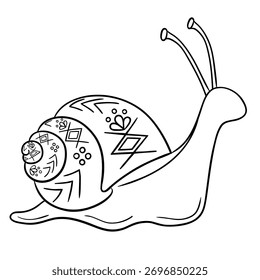 Linear patterns of snails. Tattoo, textile, print, coloring