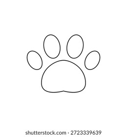Ícone vetorial de impressão de pata linear para pet shop ou produtos relacionados a animais.