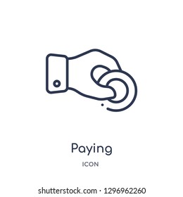 Linear paying icon from Commerce outline collection. Thin line paying icon isolated on white background. paying trendy illustration