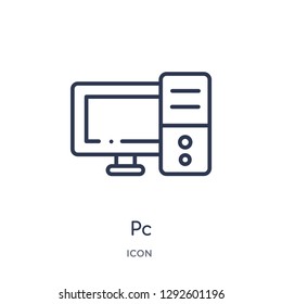 Linear pc icon from Entertainment and arcade outline collection. Thin line pc icon vector isolated on white background. pc trendy illustration