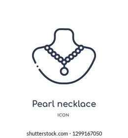 Linear pearl necklace icon from Jewelry outline collection. Thin line pearl necklace icon isolated on white background. pearl necklace trendy illustration