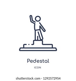 Linear pedestal icon from Free time outline collection. Thin line pedestal icon vector isolated on white background. pedestal trendy illustration