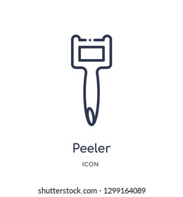 Linear peeler icon from Kitchen outline collection. Thin line peeler icon isolated on white background. peeler trendy illustration