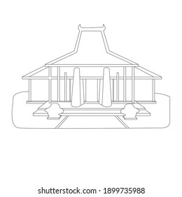 Linear pencil sketch of the house of Asia