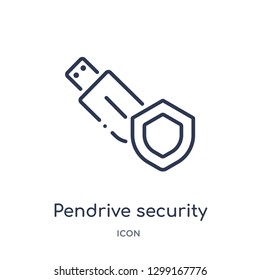 Linear pendrive security icon from Internet security and networking outline collection. Thin line pendrive security icon isolated on white background. pendrive security trendy illustration