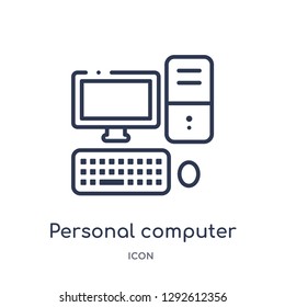 Linear personal computer icon from Electronic devices outline collection. Thin line personal computer icon vector isolated on white background. personal computer trendy illustration