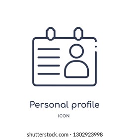 Linear personal profile icon from Human resources outline collection. Thin line personal profile icon isolated on white background. personal profile trendy illustration