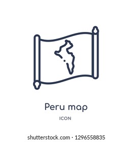 Linear peru map icon from Countrymaps outline collection. Thin line peru map icon vector isolated on white background. peru map trendy illustration