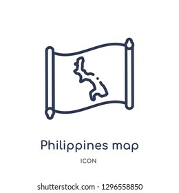 Linear philippines map icon from Countrymaps outline collection. Thin line philippines map icon vector isolated on white background. philippines map trendy illustration