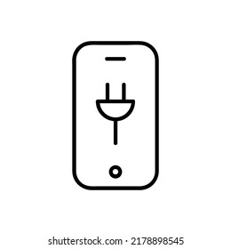 Icono de carga de teléfono lineal aislado en fondo blanco