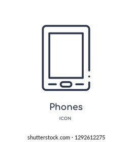 Linear phones icon from Electronic devices outline collection. Thin line phones icon vector isolated on white background. phones trendy illustration
