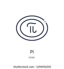 Linear pi icon from Education outline collection. Thin line pi icon isolated on white background. pi trendy illustration