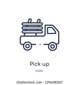 Linear pick up icon from Desert outline collection. Thin line pick up icon vector isolated on white background. pick up trendy illustration