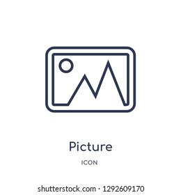 Linear picture icon from Electronic stuff fill outline collection. Thin line picture icon vector isolated on white background. picture trendy illustration