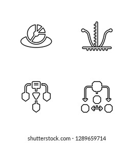 Linear Pie chart, Diagram, Tangent, Diagram Vector Illustration Of 4 outline Icons. Editable Pack Of Pie chart, Diagram, Tangent, Diagram