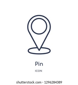 Linear pin icon from Delivery and logistic outline collection. Thin line pin icon vector isolated on white background. pin trendy illustration
