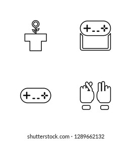 Linear Pipe, Game, Laptop, Rock Vector Illustration Of 4 outline Icons. Editable Pack Of Pipe, Game, Laptop, Rock