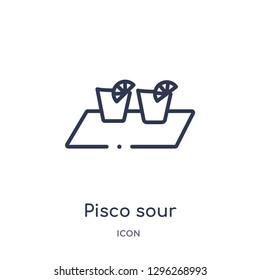 Linear pisco sour icon from Drinks outline collection. Thin line pisco sour icon vector isolated on white background. pisco sour trendy illustration