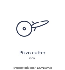 Linear pizza cutter icon from Kitchen outline collection. Thin line pizza cutter icon isolated on white background. pizza cutter trendy illustration