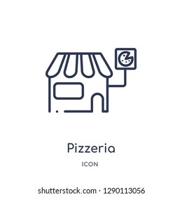 Linear pizzeria icon from City elements outline collection. Thin line pizzeria vector isolated on white background. pizzeria trendy illustration
