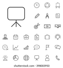 Linear planning icons set. Universal planning icon to use in web and mobile UI, planning basic UI elements set