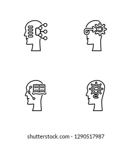 Linear Planning, Learning, Perception, Imagination Vector Illustration Of 4 outline Icons. Editable Pack Of Planning, Learning, Perception, Imagination