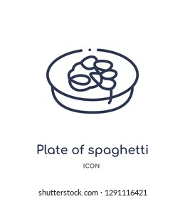 Linear plate of spaghetti icon from Bistro and restaurant outline collection. Thin line plate of spaghetti vector isolated on white background. plate of spaghetti trendy illustration