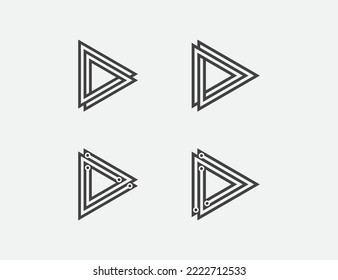 Linear Play Button Tech Logo Bundle Set Concept sign icon symbol Element Design. Technology Logotype. Vector illustration logo template