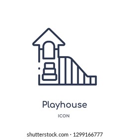 Linear Playhouse Icon From Kids And Baby Outline Collection. Thin Line Playhouse Icon Isolated On White Background. Playhouse Trendy Illustration