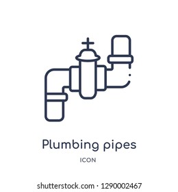 Linear plumbing pipes icon from Construction tools outline collection. Thin line plumbing pipes vector isolated on white background. plumbing pipes trendy illustration